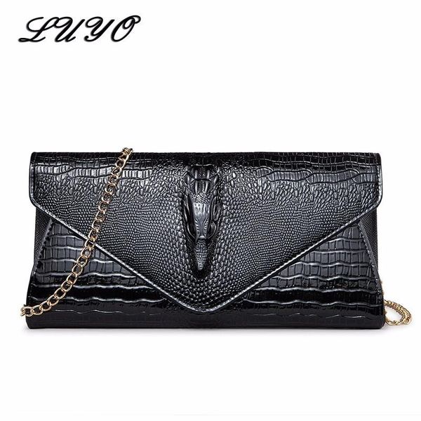 

luyo fashion crocodile pu leather chain women messenger shoulder bags flap female clutch crossbody bags for women day clutches