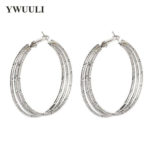 

charm european exaggerated multi circles big round hoop earrings for women statement geometric fashion jewelry gift ry482, Golden