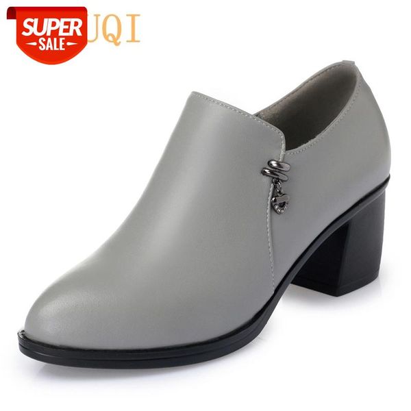 

aiyuqi 2020 genuine leather women leather shoes autumn womens high heel round toe dress shoes ladies slip on comfort work #r64f