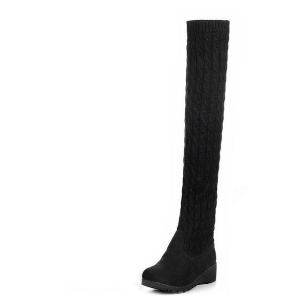 

fashionable new 2020 winter boots and women knee-high boots elastic thick furry more women size 35-40 ing, Black