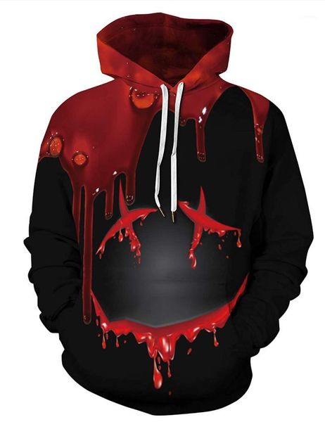 

long sleeve realistic 3d print halloween hoodie pullover sweatshirts man hoodies hoodie fashion men1, Black