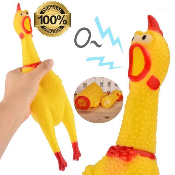 

screaming chicken squeeze sound toy for dogs super durable & funny squeaky yellow rubber chicken pet toy1