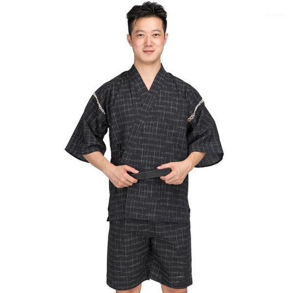 

edo perio jinpei traditional japanese kimono men jinbei seersuckers yukata men bath set kimono stage performance samurai clothes1, Red