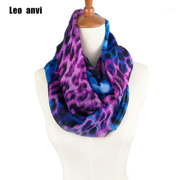 

scarves leo anvi design animal leopard chiffon silk ring scarf women print cachecol brand infinity retro foulard femme1, Blue;gray