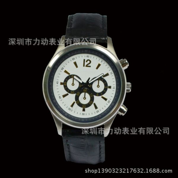 

men's leather series fashion gift watch stainless steel waterproof high grade quartz men's watch, Slivery;brown