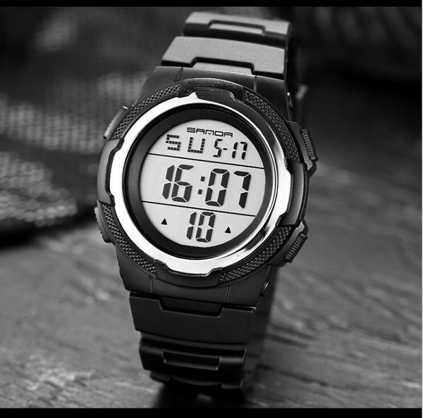 

sanda new electronic form movement male and female outdoor sports luminous waterproof watch, Silver