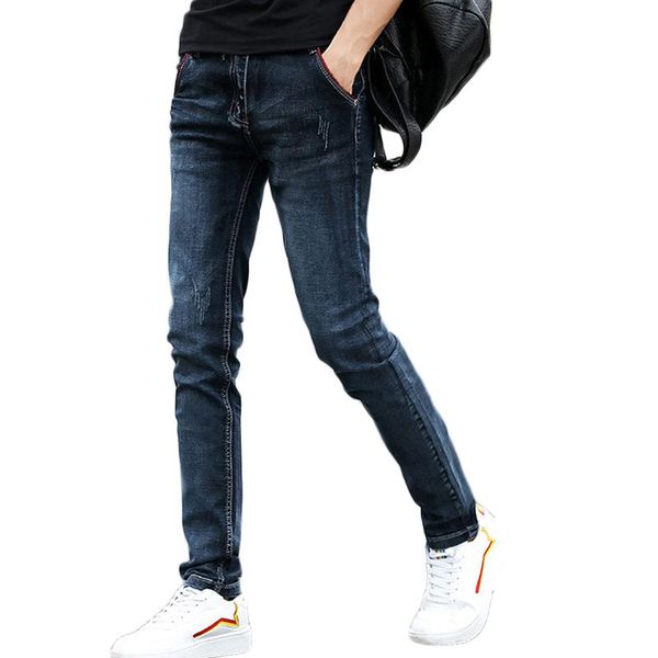 

мужские джинсы уличные брюки студент тенденция бренда приталенный denim джинсы мужские случайные стрейч прямые классические, Blue