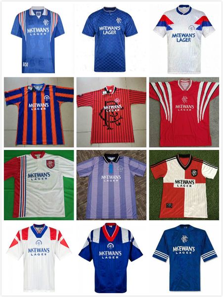 

1992 1994 1996 1997 glasgow rangers soccer jerseys retro home gascoigne albertz classic football shirts mccoist 90 92 94 football uniforms, Black;yellow