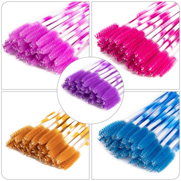 

zwellbe 50шт / уп одноразовая красочные ресницы кисти пластиковые ручки для бровей тушь аппликатор ресницы макияж инструмент wmthmb