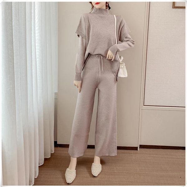 

sweater set women winter knit sweater + vest + pant 3 piece set office lady suit turtleneck knit new for women1, Gray
