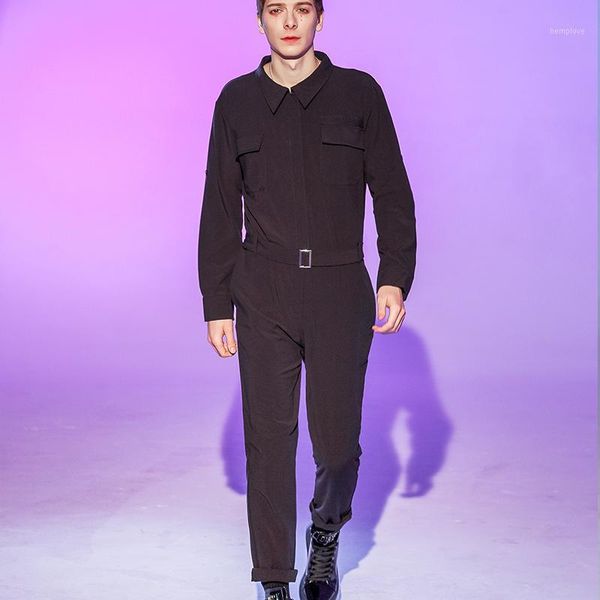 

autumn and winter new style men's fashion fashion alternative plus-size jumpsuit zipper jumpsuit plus-size casual pants punk1, Black