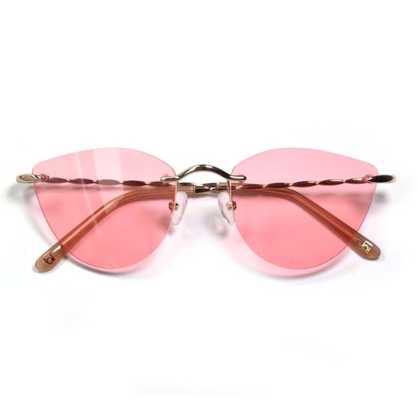 

sunglasses eareada fashion light pink frame for women retro cat eye rimless uv400 black sun eyeglasses female party, White;black