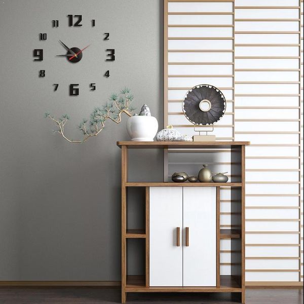 

large 3d diy wall clock modern design silent big digital wall self clock sticker adhesive acrylic for living dia.40cm room l8u7
