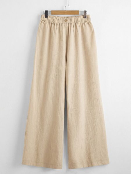 

solid wide leg pants q3ow#, Black;white