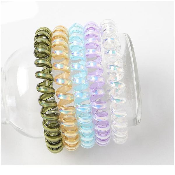 

new shining colorful women's scrunchies telephone wire line hair rubber bands elastic hairbands rope for girls hair acc qylnto