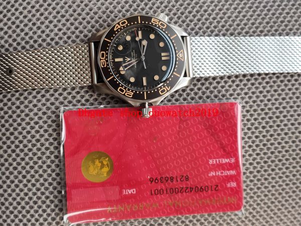 

waterproof men's quality vs mens 007 no time todie james bond cal.8806 titanium watch waterproof mens 42mm strap dive 300m watches, Slivery;brown