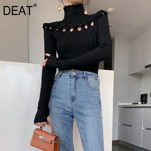 

deat 2020 spring autumn new fashion solid color long sleeve knitting casual turleneck temperament women sweater 3ac4801, White;black