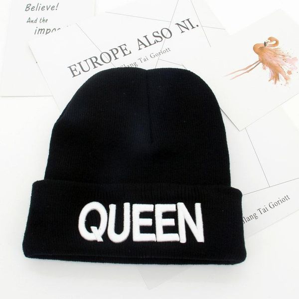 

king and queen winter ribbed knitted cap solid color skullcap baggy retro ski fisherman docker beanie hat slouchy bbytgg alice_bag, Black;white