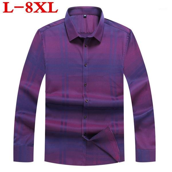 

8xl 7xl 6xlplus size cotton sping autumn loose fit casual shirts long sleeve striped shirt social men dress shirts chemise homme1, White;black