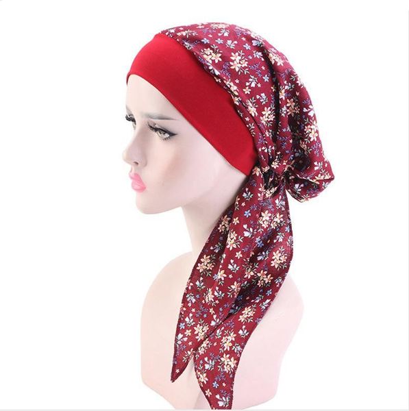 

women turban head scarf hat flower hijab muslim beanie cancer chemo sleep caps, Blue;gray