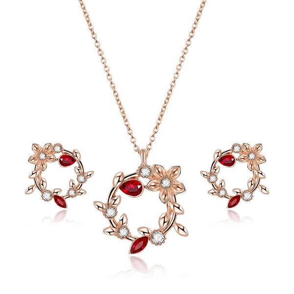 

gold plated branch flowers rose gold earrings & necklace sets fashion jewelry, Silver