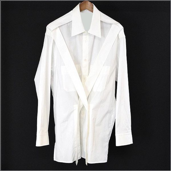 

2020 new s-6xl design men's shirts long sleeves pure cotton shirt custom made more size nightclub clothes singer's clothing 9c1h, White;black