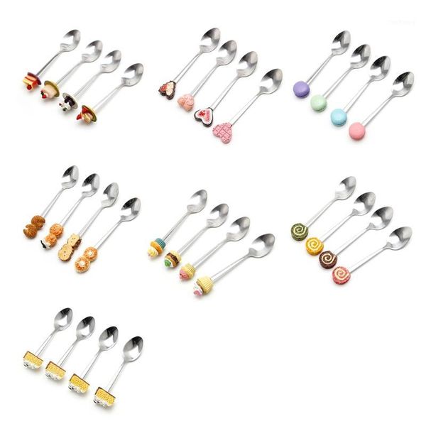 

1pc cute kids resin dessert cake ice cream stainless steel spoons coffee teaspoon1