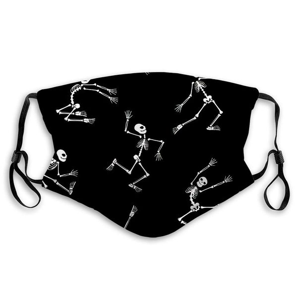 

face mask mouth cover happy cartoon skeleton set to halloween on grey