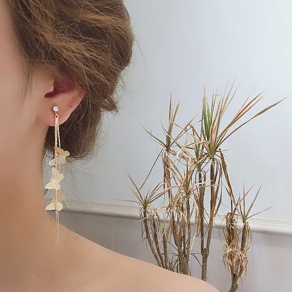 

earrings fringed silver gold 2019 woman girl lady butterfly style pendant fashion jewelry gift shine diamond