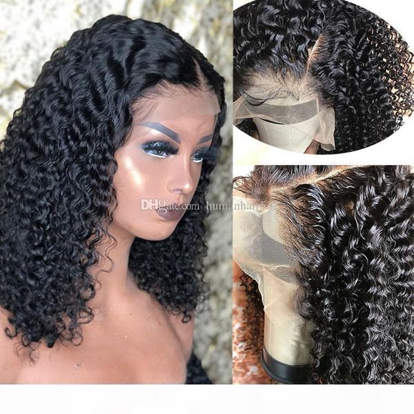 

kinky curly brazilian virgin hair 5*4.5'' silk lace front wig curly silk glueless full lace wig with natural hairline, Black;brown