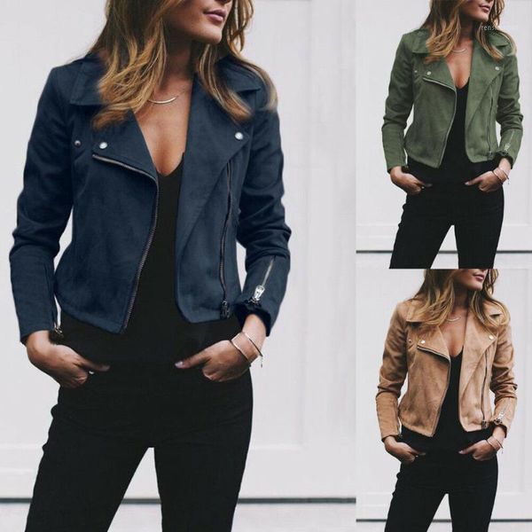 

new fashion women's ladies suede fannel jacket flight coat zip up biker casual clothes1, Black;brown