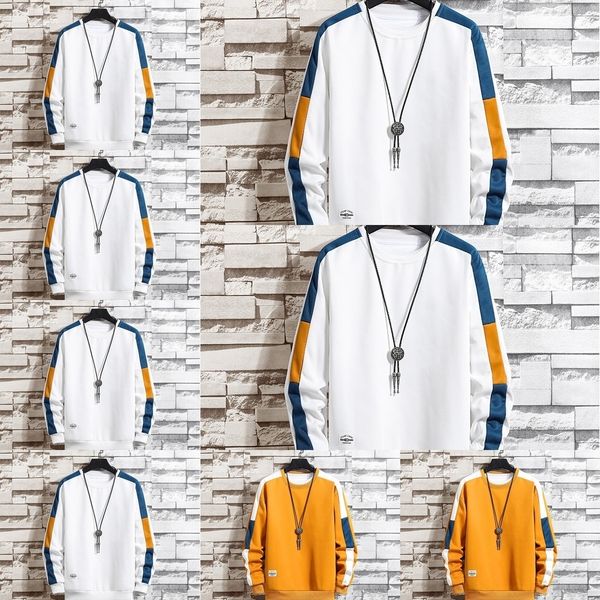 

cd7nn spring sweater 2020 large men's trend round color matching sweater loose neck youth men's wear lvuxl, Black