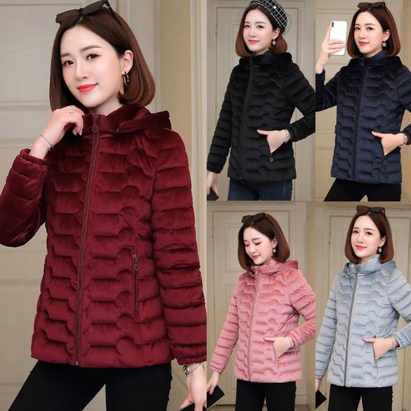 

feitong fashion women winter warm cotton hooded winter weightlight jackets long-sleeved coat manteau femme #92740, Black;brown