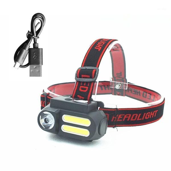 

headlamps portable mini xpe+cob led headlamp usb rechargeable camping head lamp fishing headlight torch1