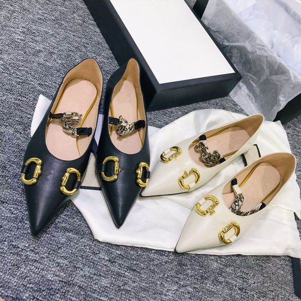 

european and american style ladies dress shoes pointed toe flat comfortable fashion single shoes 2022 new horsebit one word chain casual sim, Black