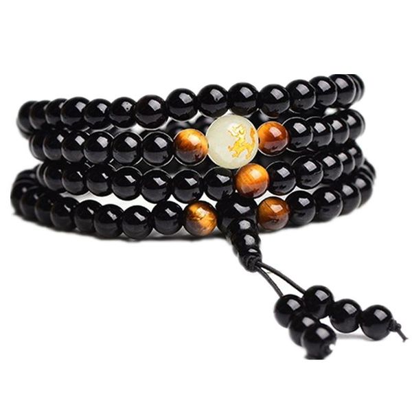 

12 зодиак дракон черный будда бусины banglesbracelets украшения ручной работы этнические светящаяся в темноте браслет женщин или мужчин, Black