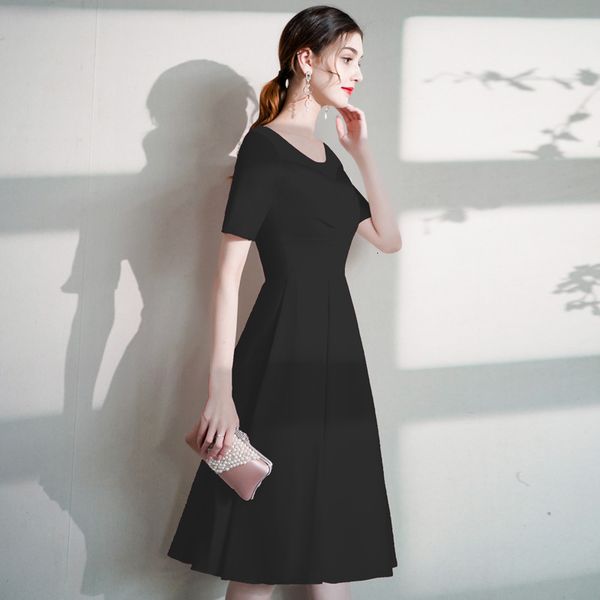 

2021 new elegant white slim waist mesh o-neck midi length party short sleeve women clothes vestidos 1aue, Black;gray