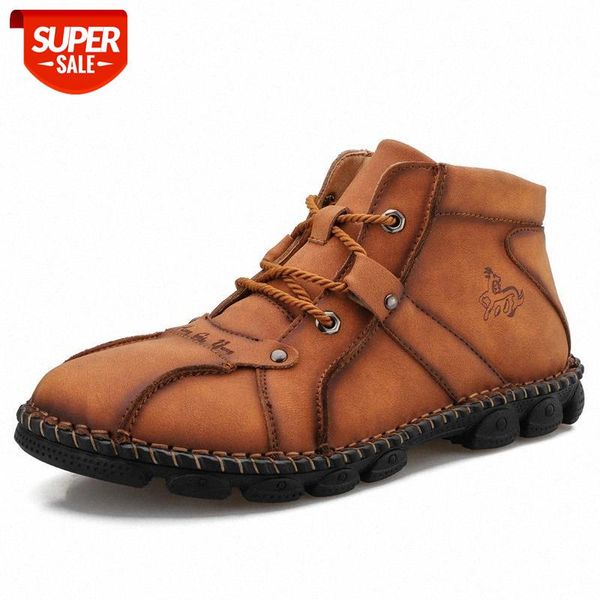 

men boots genuine leather lace-up men shoes vintage british snow boots autumn winter casual ankle #be4s