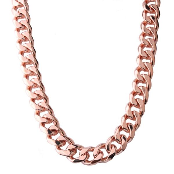 

curb cuban link rose gold color stainless steel miami chain mens necklace male party jewelry elegant christmas gift 15mm, Silver