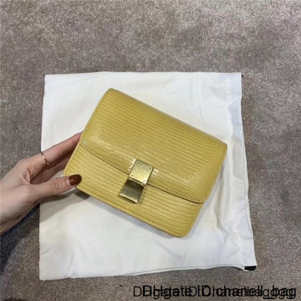 

2020 elegant2019 curd bean bag woman oblique satchel genuine leather small square ins lizard grain box package