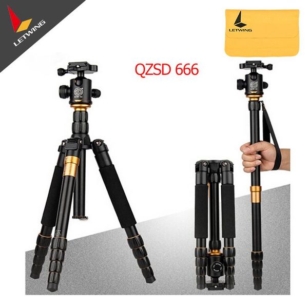 

tripods qzsd q666 tripod with q-02 360 degree swivel fluid head for canon pentax sony olympus dslr camera