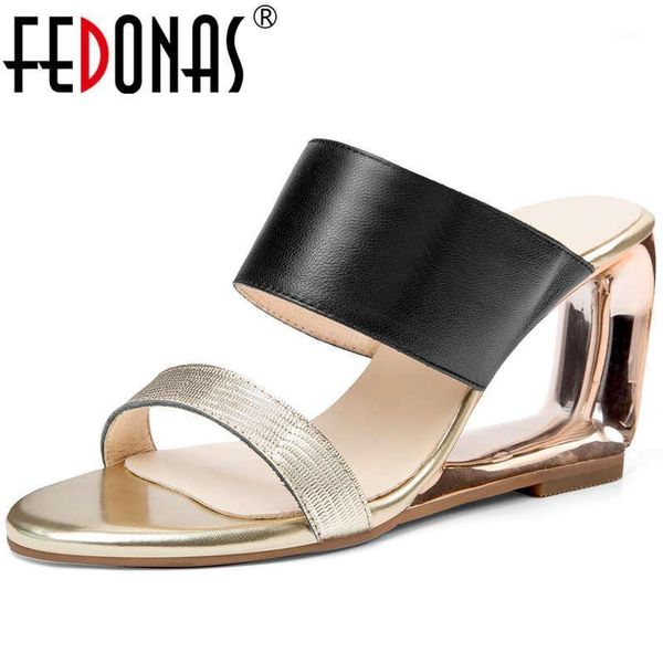 

dress shoes fedonas sweet slingbacks peep toe women genuine leather sandals for girls 2021 spring summer fashion party woman1, Black
