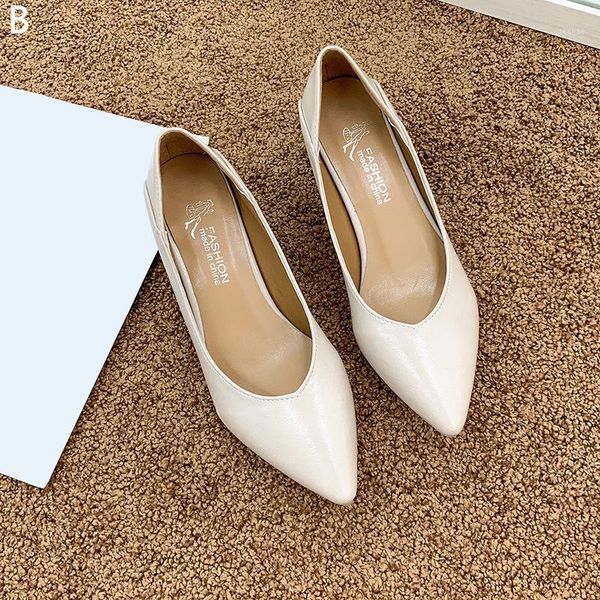 

autumn new women comfy single shoes shallow fashionthick pointed toe shoes for women high heels solid warm heel pumps female1, Black