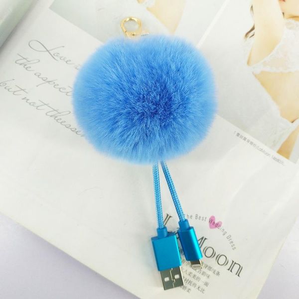 

protable usb puffy ball key chains handmade pompom ball pendant jewelry charms keyring bag decor ornament keychain new year gift, Silver