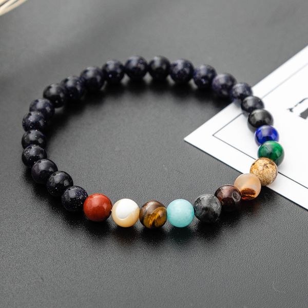 

natural stone galaxy blue bracelet braceletbracelet braceletsand star sky universe solar system planetary hand string selling quality 2g, Golden;silver