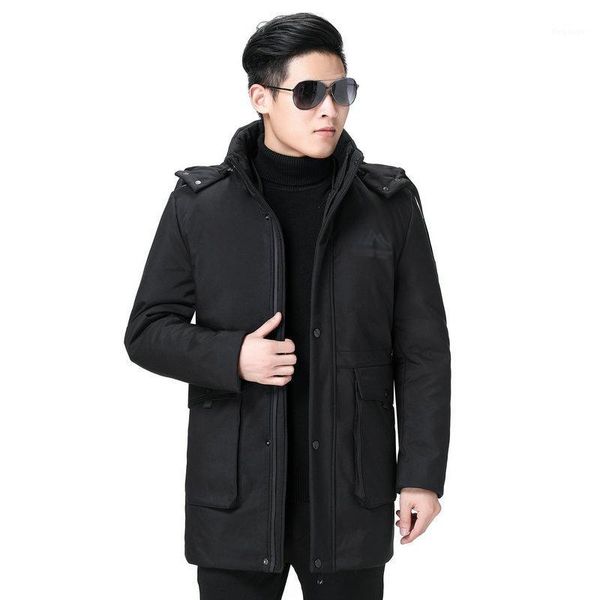 

men winter parkas warm thick lightweight hooded puffer basic coat man black gray hood quilted liner detachable jacket outerwear1
