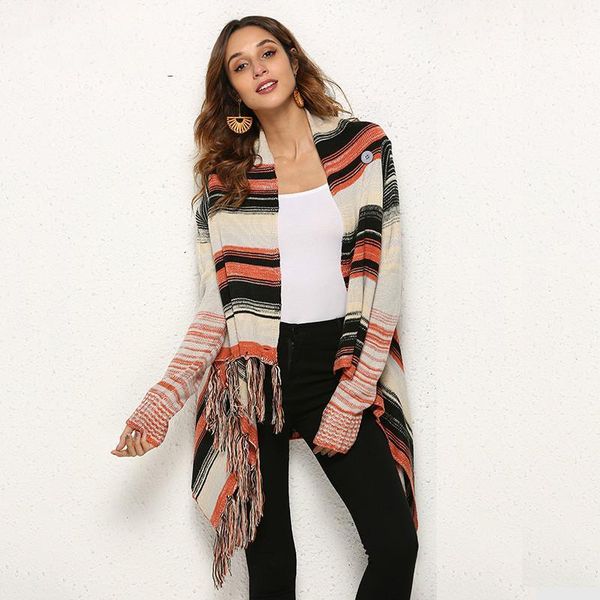 

2021 irregular fringe vintage sweaters cardigans for women winter fashion jacket female long cardigan knitwear coats1, White