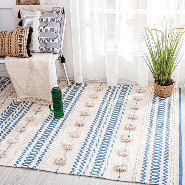 

carpets india hand made woven cotton for living room simple nordic home carpet bedroom decorative bedside hallway area rug1