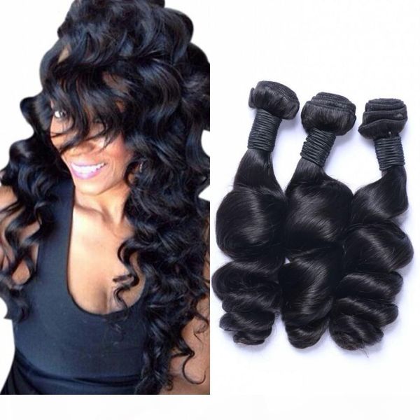 

brazilian human hair 3 bundles loose wave virgin hair extensions natural black 100g unprocessed hair weave