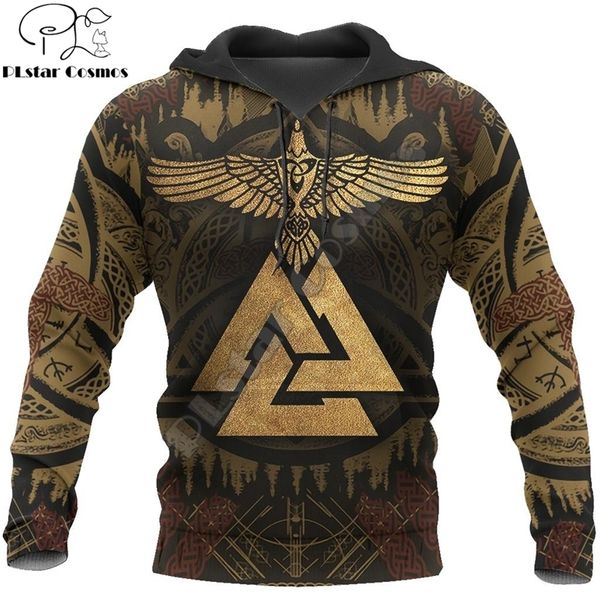 

viking huginn raven tattoo all-over print 3d hoodie and sweatshirt harajuku fashion hoodies casual jacket pullover dw0028 201128, Black